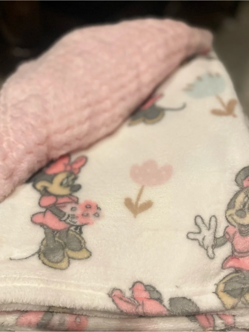 Disney Pink Minnie Mouse Plush Baby Bib Set - Light Pink